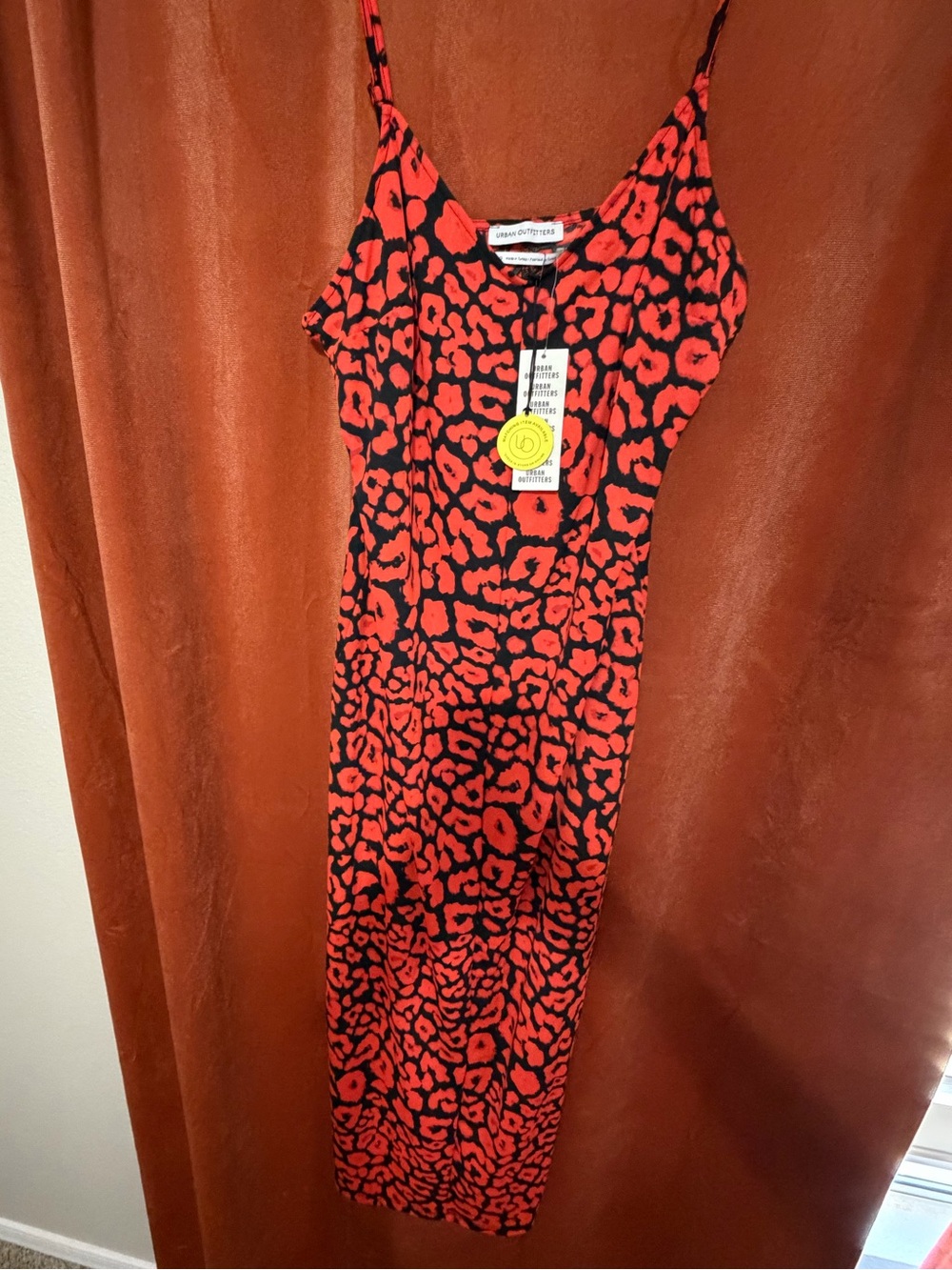 Urban Outfitters Red and Black Leopard Slip Top